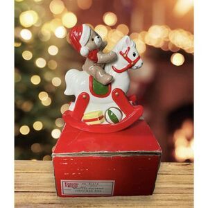Christmas Santa Teddy Bear Music Box Ebeling & Reuss Vintage 1984 Plays Toy Land